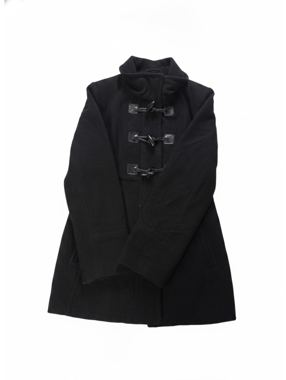 MICHAEL Michael Kors Womens 12 Black Wool Blend Toggle Duffle Coat Jacket